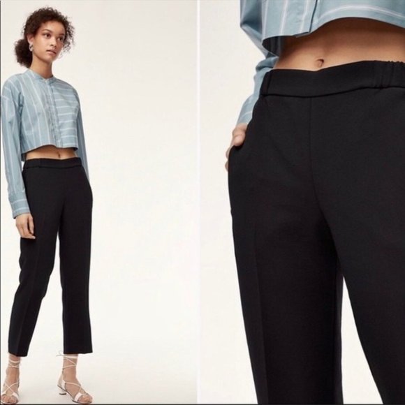 Wilfred Pants - Aritzia Wilfred black crepe darontal cropped pants size 0